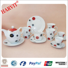 Juegos de desayuno de porcelana de cerámica elegante / Juego de mesa de desayuno / Platos de té alto Tazas de café Platillos Bandejas Juegos